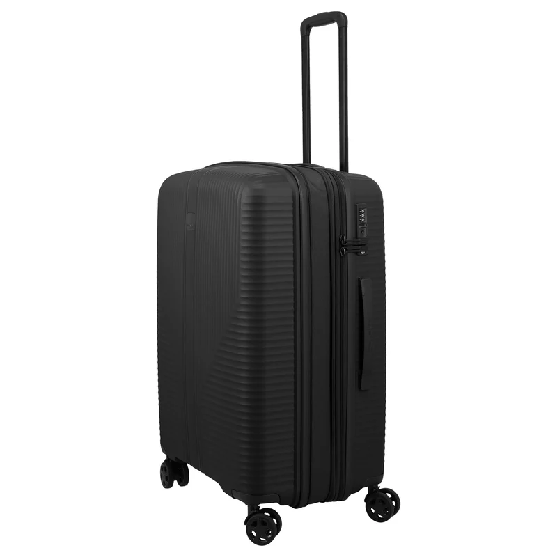 Travelite Air Stripe - Juego de trolley con 4 ruedas 3 piezas ampliable L/M/S (Slim) (black)