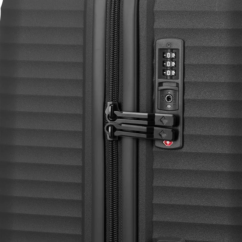 Travelite Air Stripe - Juego de trolley con 4 ruedas 3 piezas ampliable L/M/S (Slim) (black)