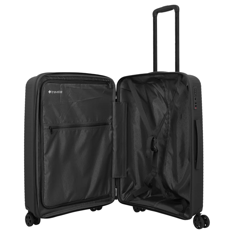 Travelite Air Stripe - Juego de trolley con 4 ruedas 3 piezas ampliable L/M/S (Slim) (black)