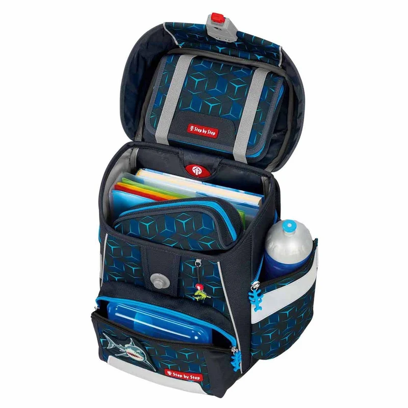 Step by Step Space Shine - Set de mochila escolar 5 piezas (Shark Dexter)