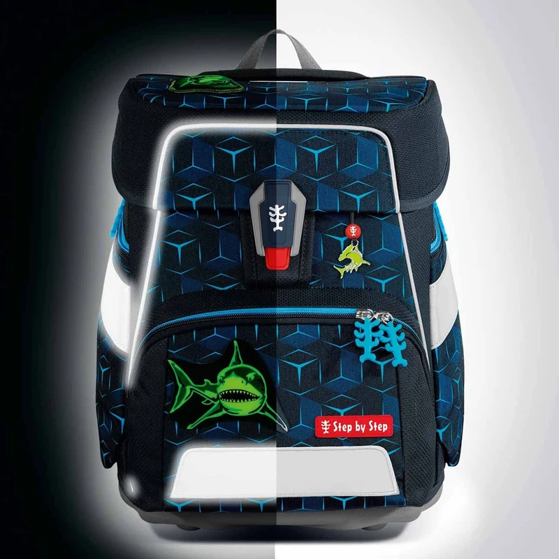 Step by Step Space Shine - Set de mochila escolar 5 piezas (Shark Dexter)