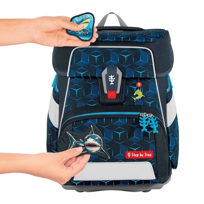 Step by Step Space Shine - Set de mochila escolar 5 piezas (Shark Dexter)