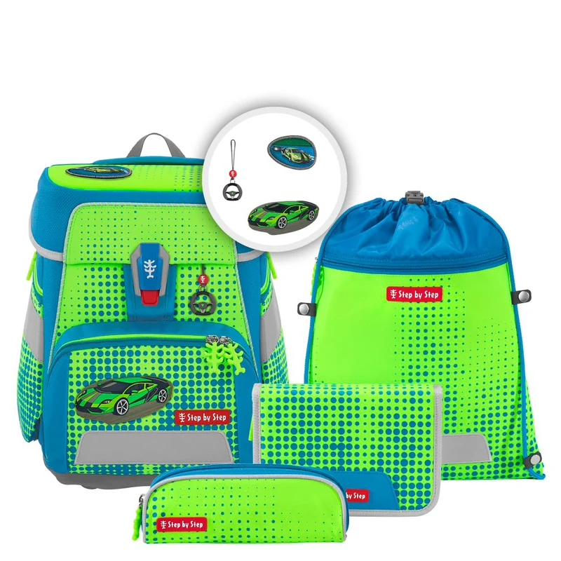 Step by Step Space NEON Mochila escolar - Set 5 tlg. (Race Car Chuck)