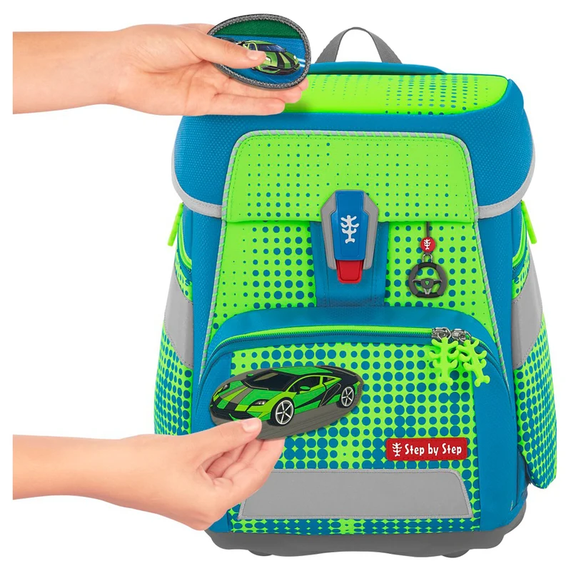 Step by Step Space NEON Mochila escolar - Set 5 tlg. (Race Car Chuck)