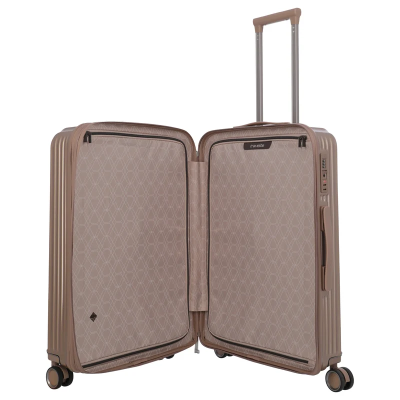 Travelite Paros - Trolley M 4 ruedas 65 cm ampliable (Color: cappuccino)