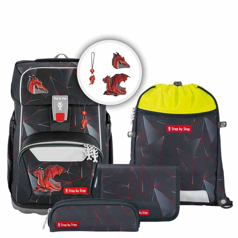 Step by Step Giant - Set de mochila escolar 5 piezas (Drago Drako)