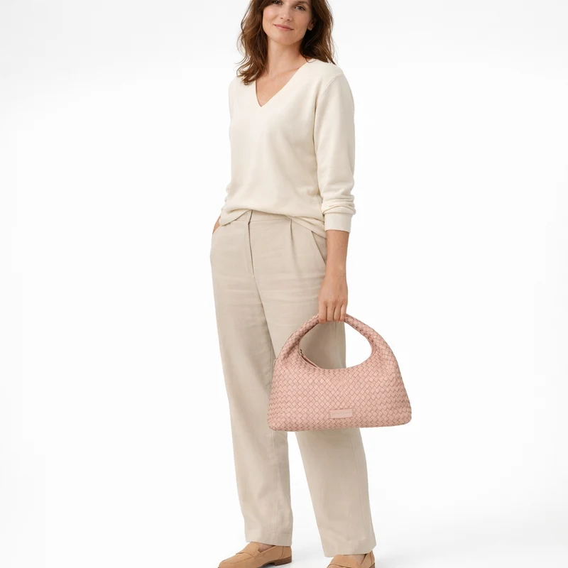 Les Visionnaires Sadie Grande Weave Silky - Bolso de mano 40 cm (rose quartz)