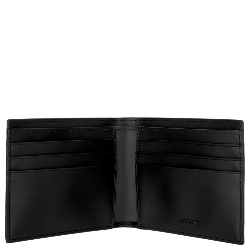 Lacoste Signature - Cartera de hombre 6cc 11 cm (allover monogram noir gris)