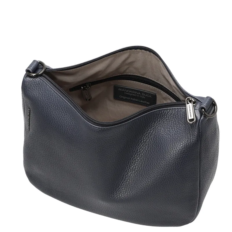 Mandarina Duck Mellow Leather Hobo - Bolso bandolera 28.5 cm (dress blue)