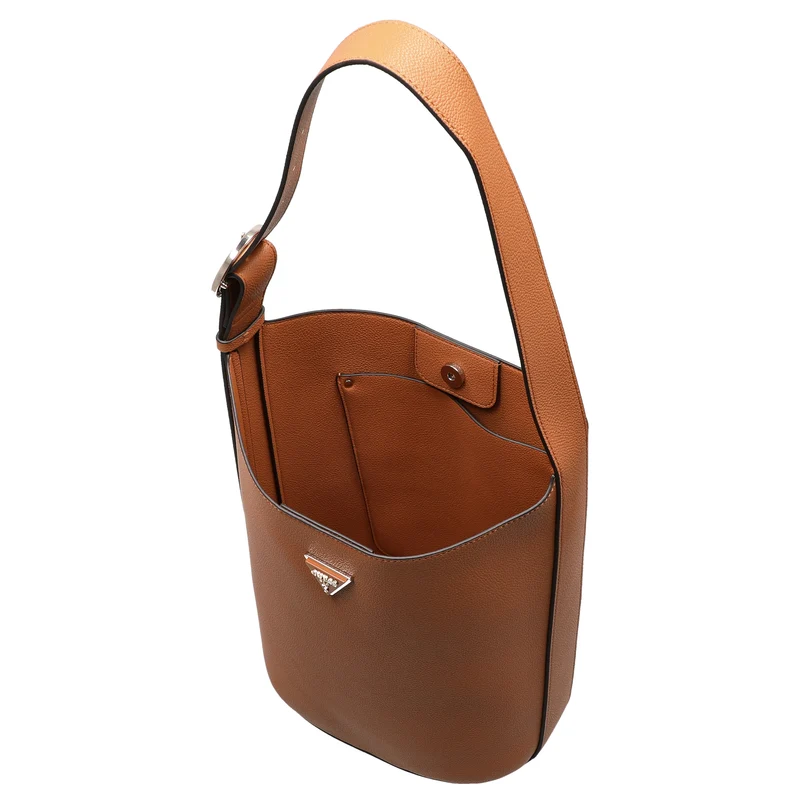 Guess Meridian II Bucket - Bolso saco con pouch extraíble (cognac)