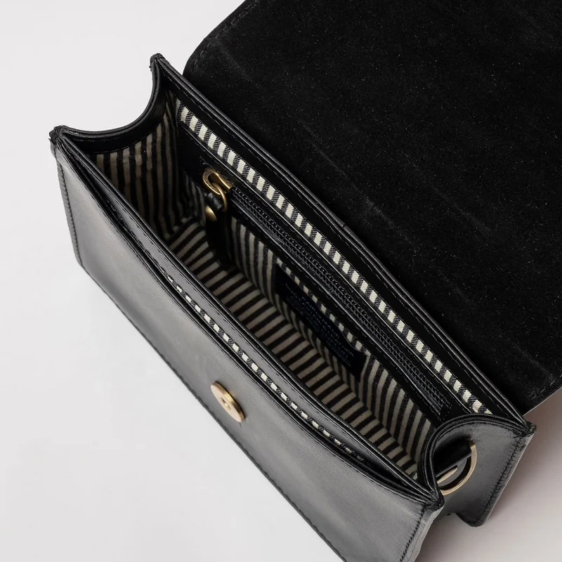 Bolso Mini Audrey Clásico Negro (Correa Tejida/ Correa de Piel)