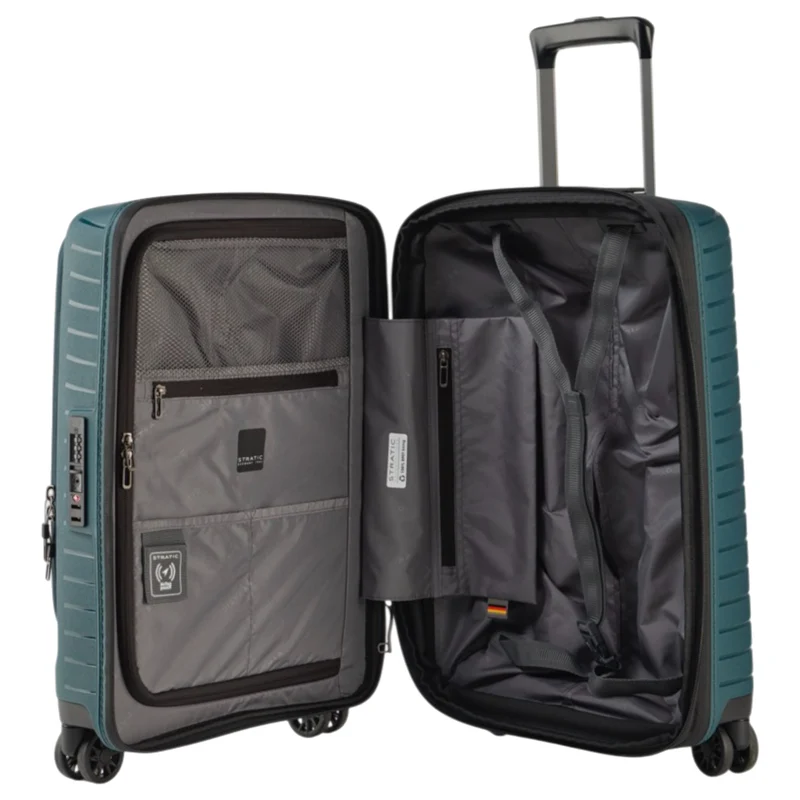 Stratic Novium ML - Trolley de cabina con 4 ruedas y bolsillo delantero 55 cm expandible (petrol)