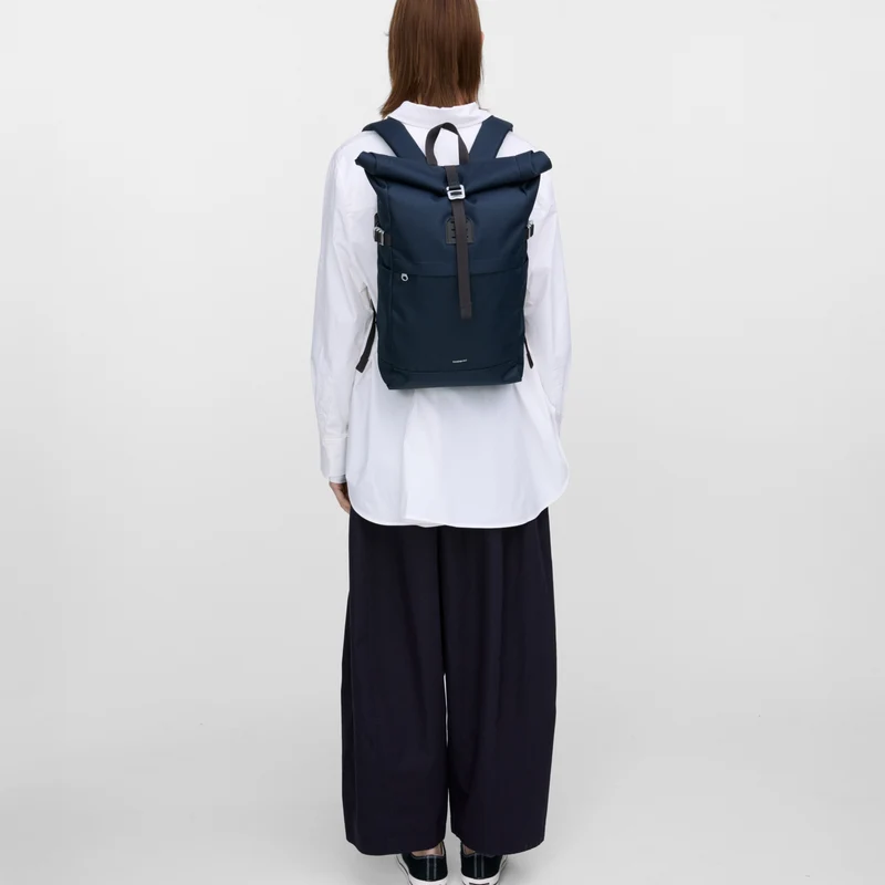 Sandqvist Icon Rolltop - Mochila M 14" 60 cm (navy with black leather)