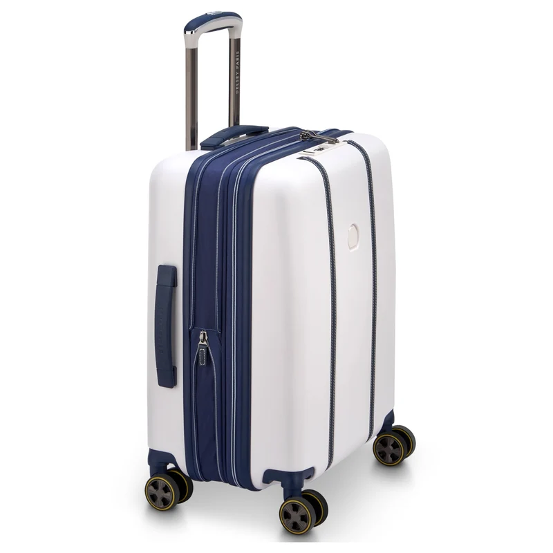 Delsey Paris Cadence - Trolley de cabina Slim 4 ruedas 55 cm expandible (elfenbein/blau)