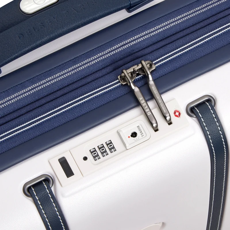 Delsey Paris Cadence - Trolley de cabina Slim 4 ruedas 55 cm expandible (elfenbein/blau)