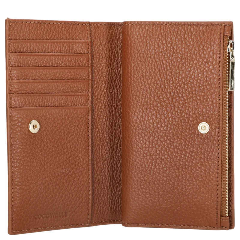 Coccinelle Metallic Soft - Cartera 12cc 16 cm (cognac)