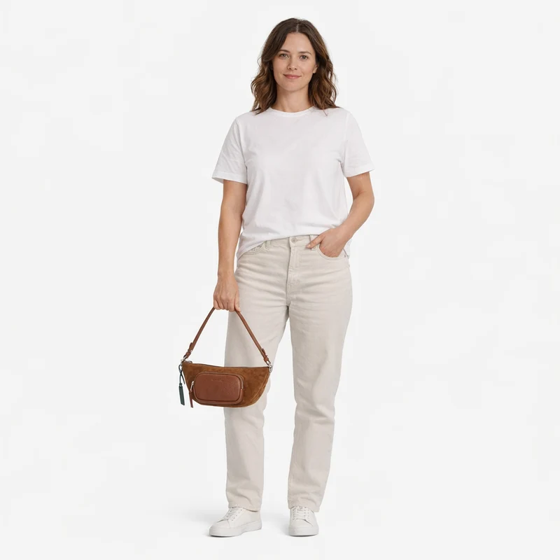 Coccinelle STG Paki Suede - Bolso de hombro 32 cm (cognac)