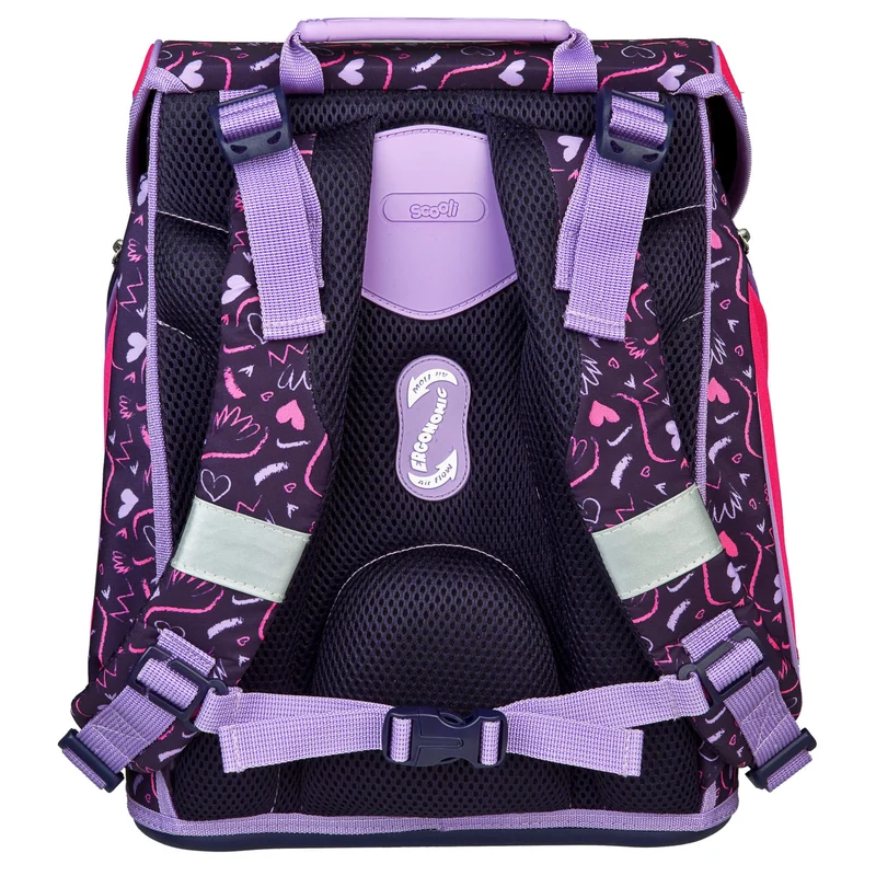 Scooli EasyFit Glow DIN - Set de mochila escolar 5 piezas (Heartbeat)