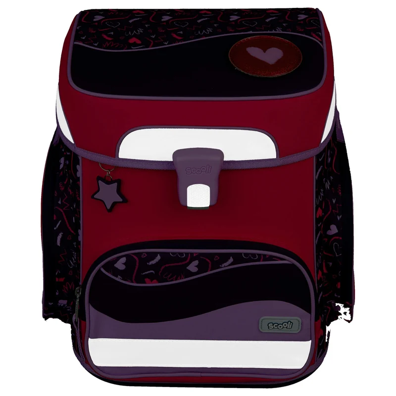 Scooli EasyFit Glow DIN - Set de mochila escolar 5 piezas (Heartbeat)