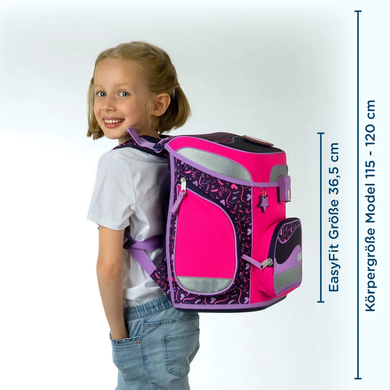Scooli EasyFit Glow DIN - Set de mochila escolar 5 piezas (Heartbeat)
