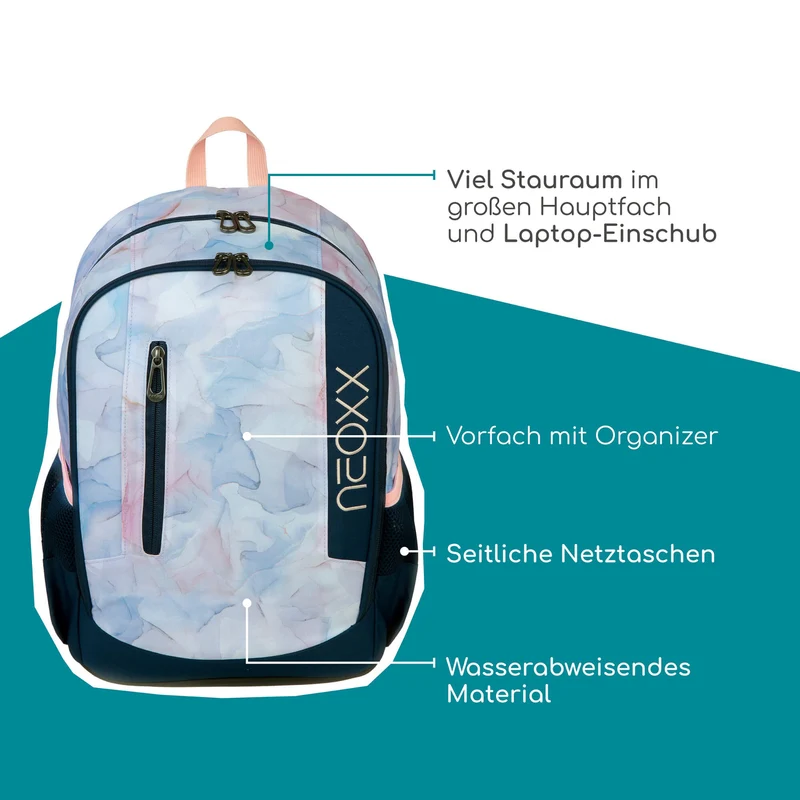 Neoxx FLOW - Mochila escolar 42.5 cm (Dreaming of pastel)