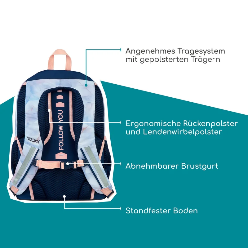Neoxx FLOW - Mochila escolar 42.5 cm (Dreaming of pastel)