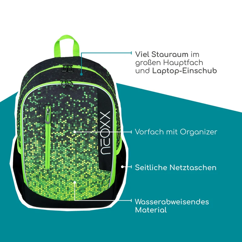Neoxx FLOW - Mochila escolar 42.5 cm (Pixel in my mind)
