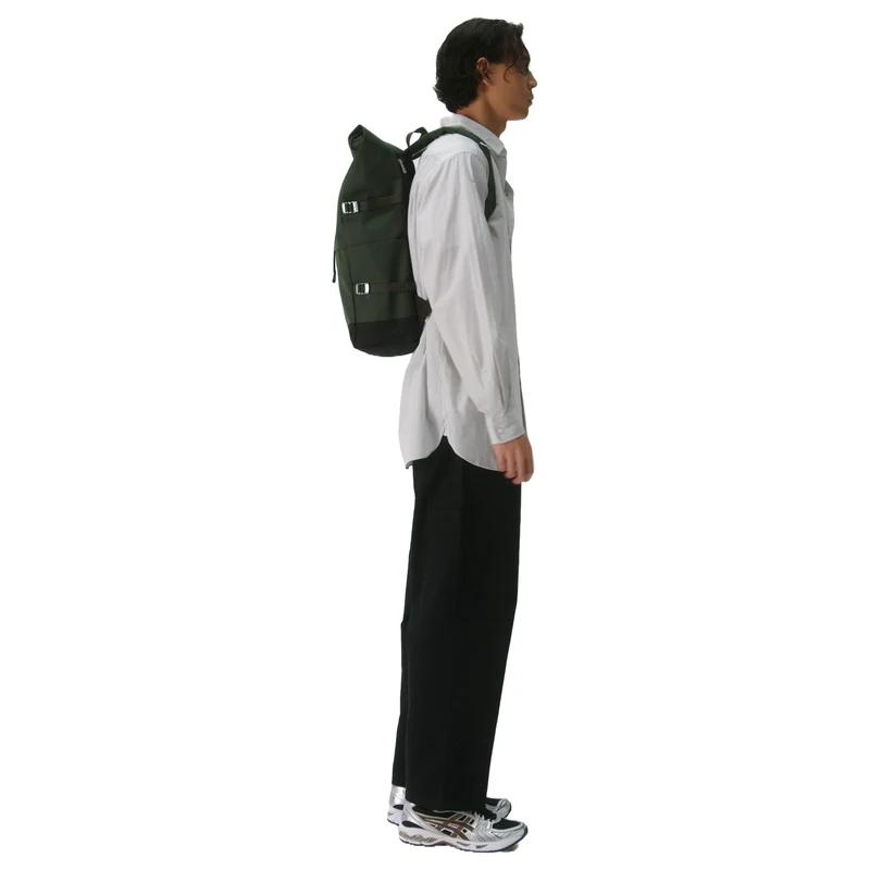 Sandqvist Icon Rolltop - Mochila L 16" 65 cm expandible (dawn Green with dark brown leather)
