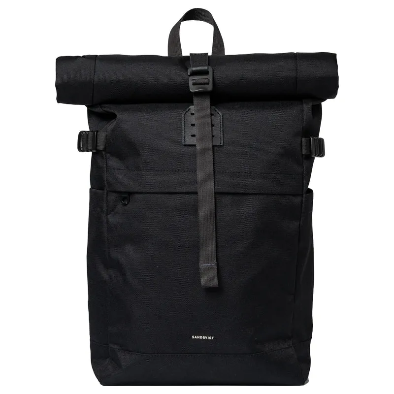 Sandqvist Icon Rolltop - Mochila M 14" 60 cm (black/ black with black leather)