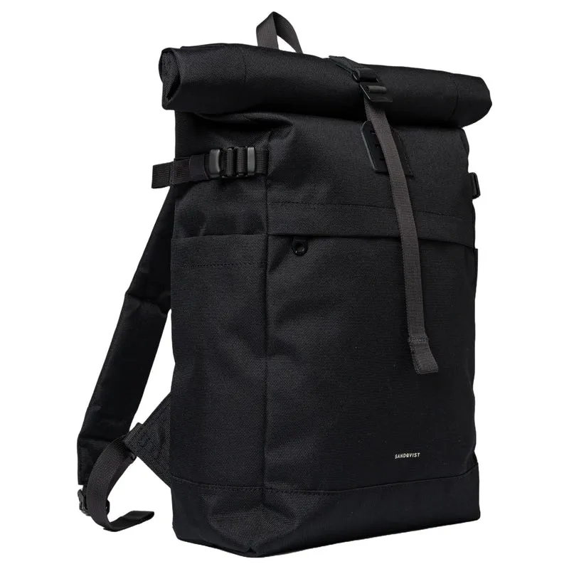 Sandqvist Icon Rolltop - Mochila M 14" 60 cm (black/ black with black leather)