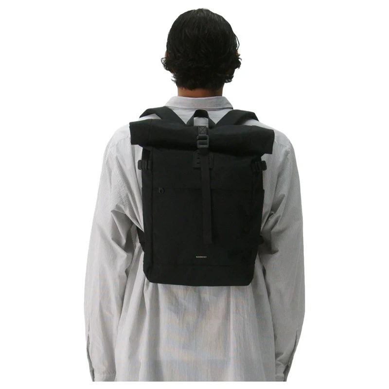 Sandqvist Icon Rolltop - Mochila M 14" 60 cm (black/ black with black leather)