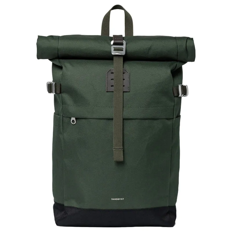 Sandqvist Icon Rolltop - Mochila M 14" 60 cm (dawn green with dark brown leather)