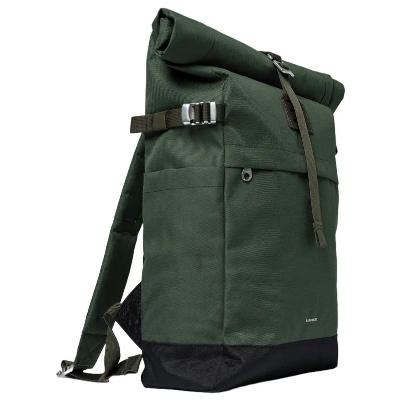 Sandqvist Icon Rolltop - Mochila M 14" 60 cm (dawn green with dark brown leather)