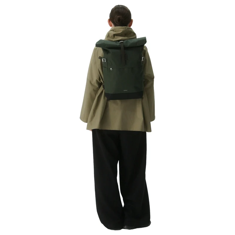 Sandqvist Icon Rolltop - Mochila M 14" 60 cm (dawn green with dark brown leather)