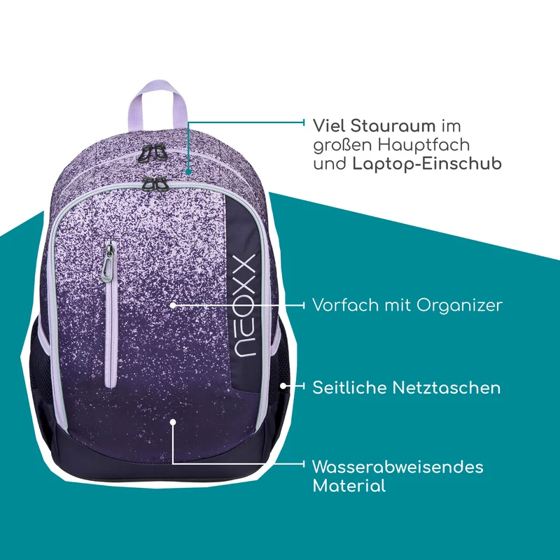 Neoxx FLOW - Mochila escolar 42.5 cm (Glitterally perfect)