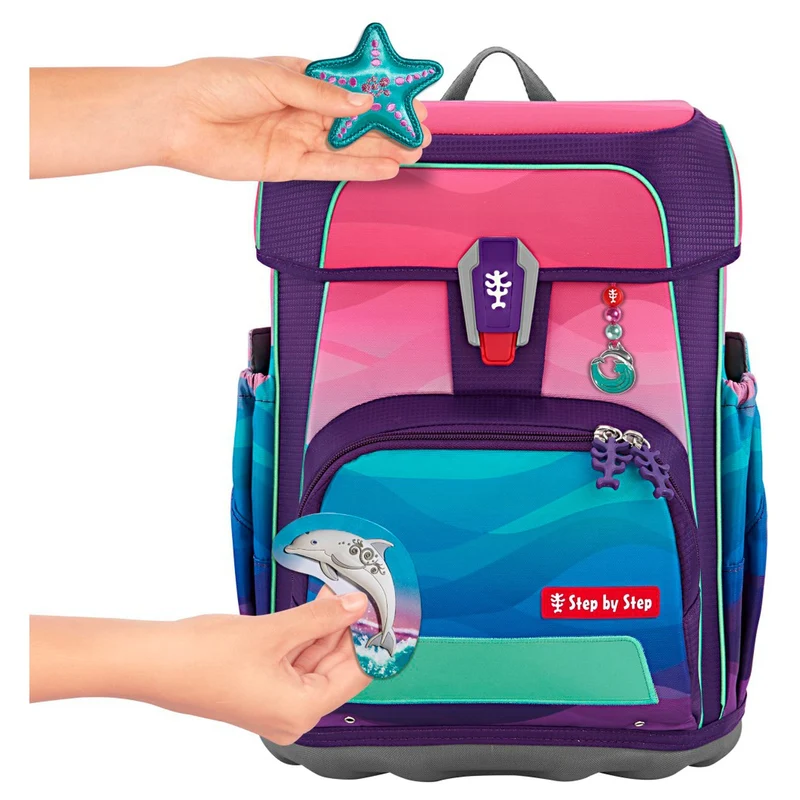 Step by Step Cloud Ocean - Set de mochila escolar 5 piezas (Dolphin Lana)
