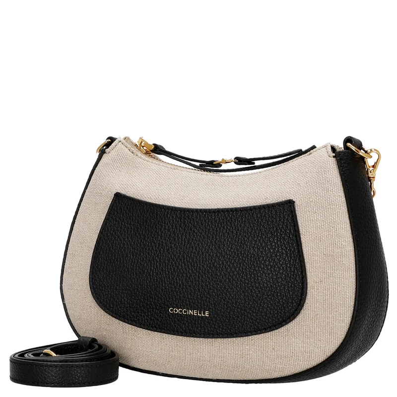 Coccinelle C-Easy Canvas - Bolso bandolera 22 cm (natural/noir)