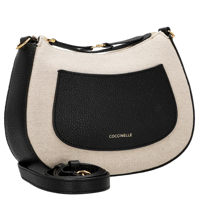 Coccinelle C-Easy Canvas - Bolso bandolera 22 cm (natural/noir)