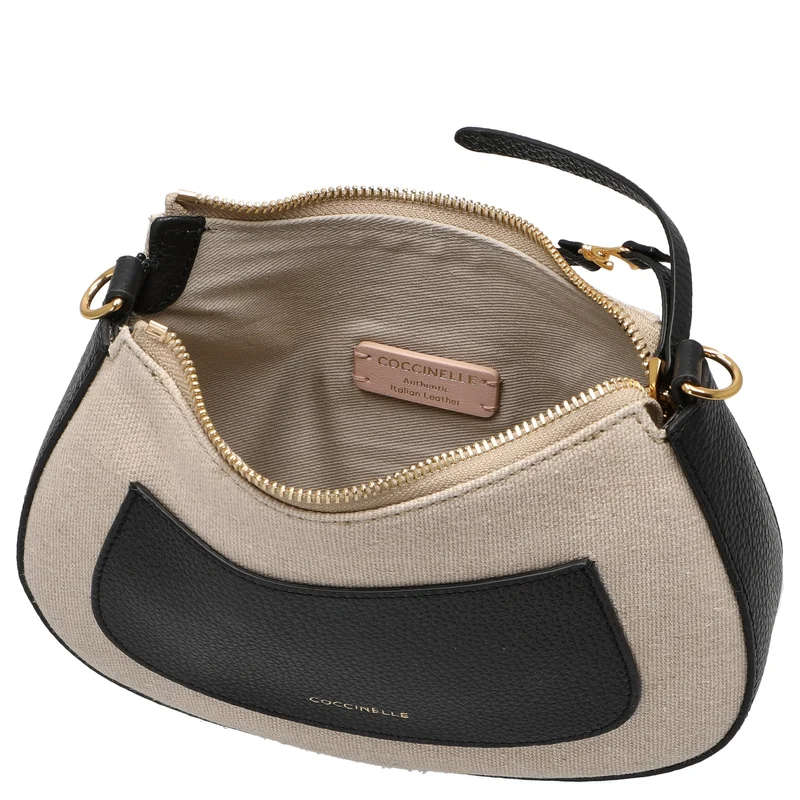 Coccinelle C-Easy Canvas - Bolso bandolera 22 cm (natural/noir)