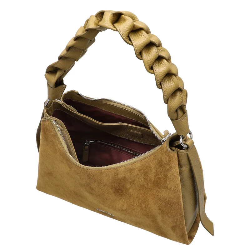 Coccinelle Boheme Suede Bimaterial - Bolso de hombro 30 cm (seagras/seagras)
