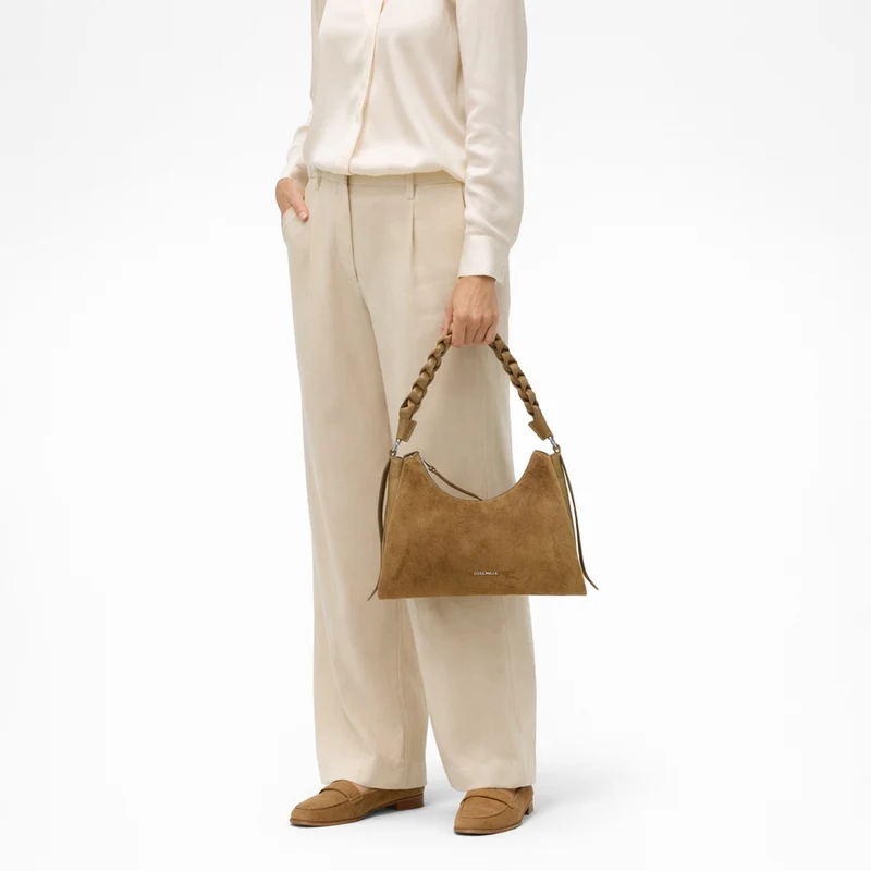 Coccinelle Boheme Suede Bimaterial - Bolso de hombro 30 cm (seagras/seagras)