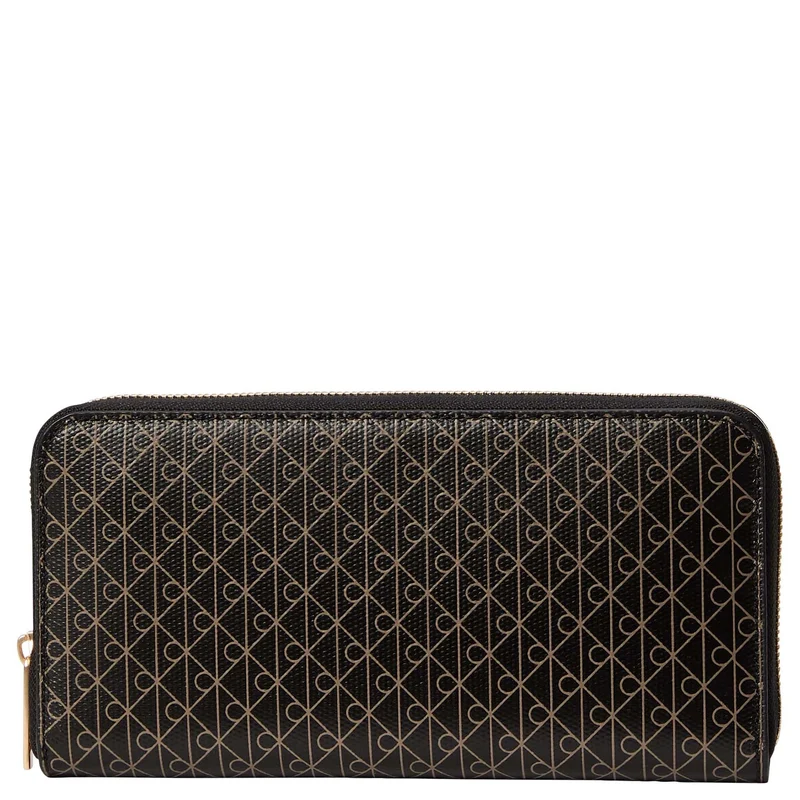 Calvin Klein Emblem AOP Long Zip - Cartera 4cc 19 cm (black aop)