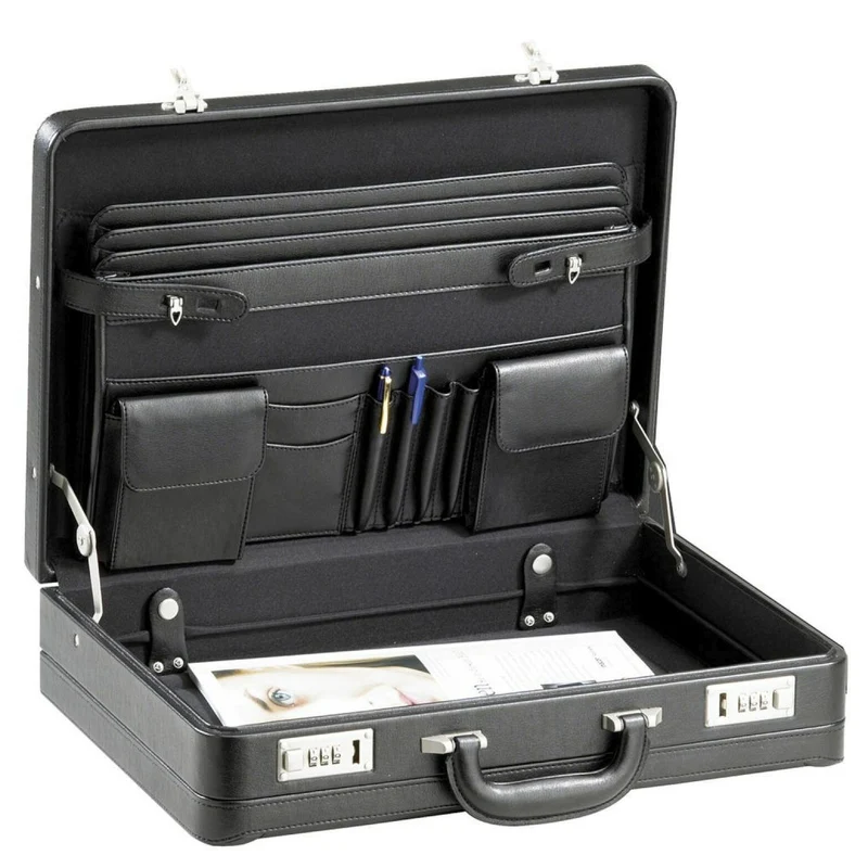 D&N Tradition Business - Maletín de documentos 46 cm expandible PU (schwarz)