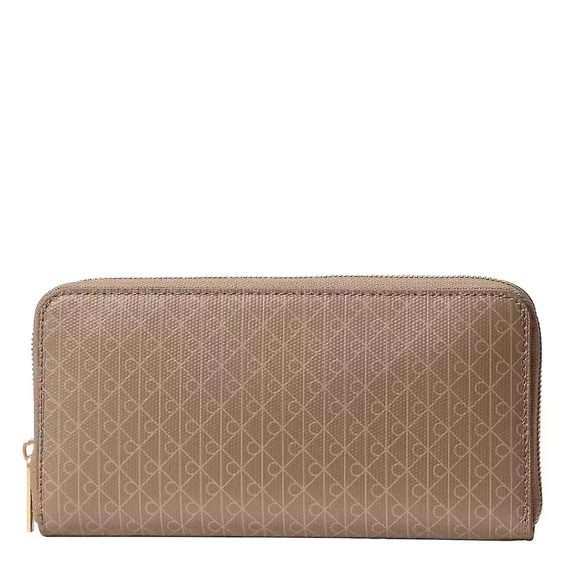 Calvin Klein Emblem AOP Long Zip - Cartera 4cc 19 cm (desert taupe aop)