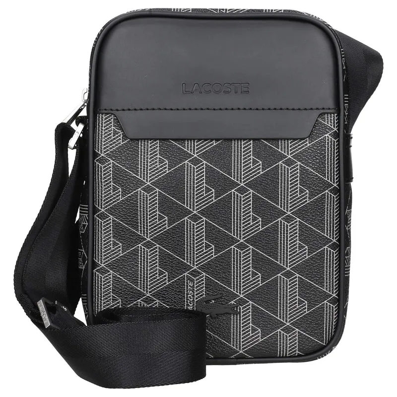 Lacoste The Blend - bolso bandolera vertical 21.5 cm (monogram noir gris)