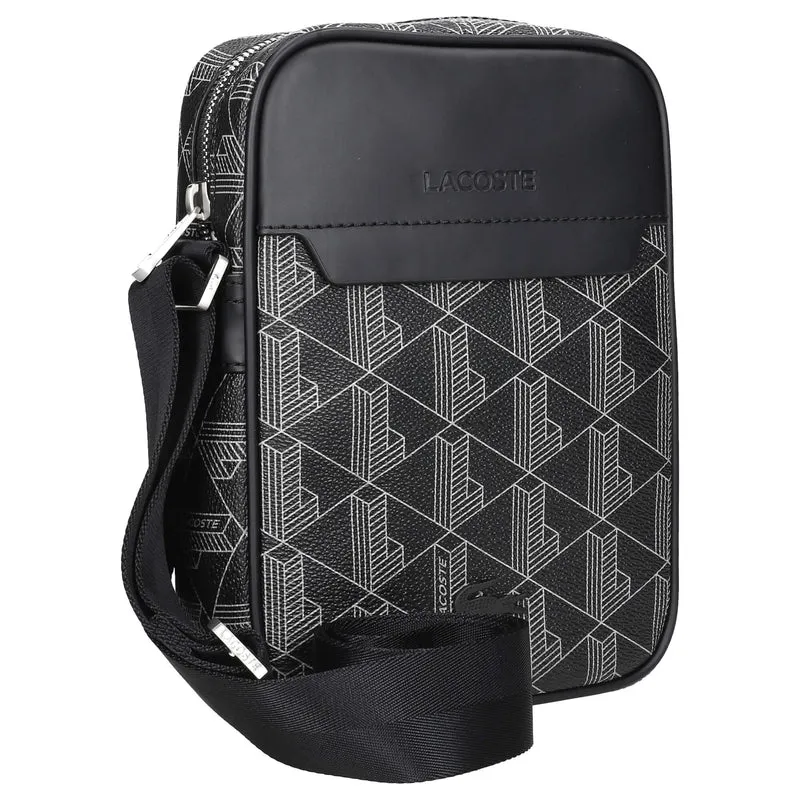 Lacoste The Blend - bolso bandolera vertical 21.5 cm (monogram noir gris)