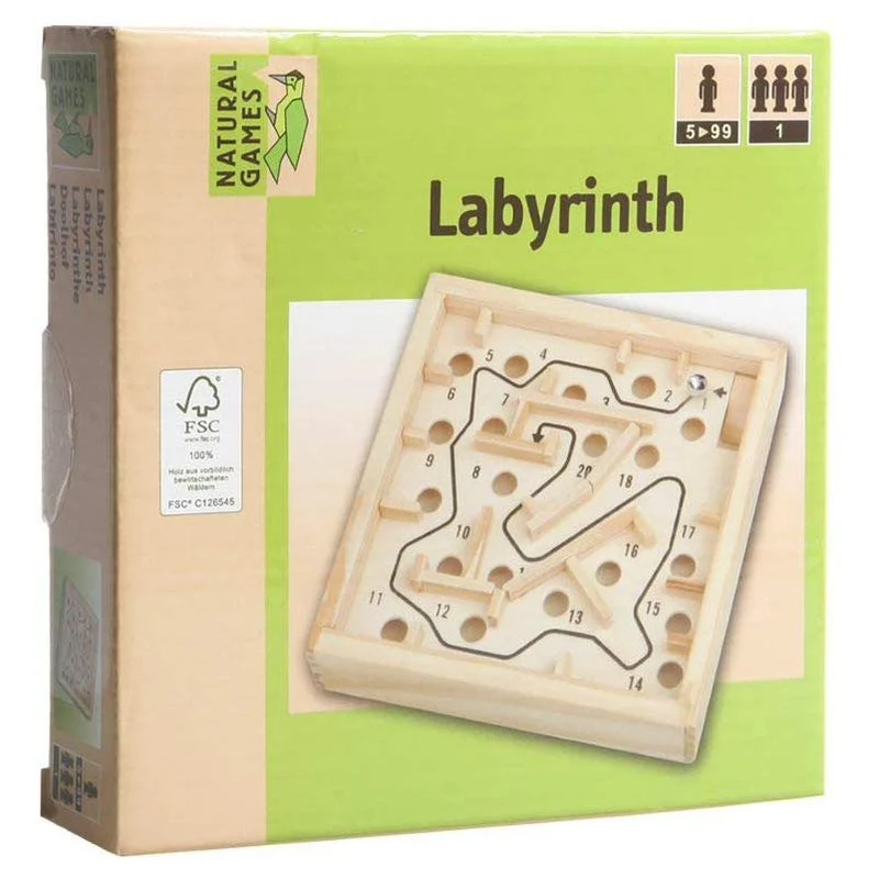 Natural Games Laberinto de madera 12 x 12 cm (natur)