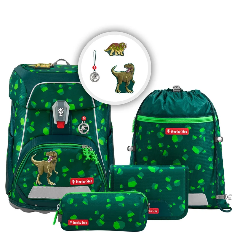 Step by Step Fit - Set de mochila escolar 5 pzas. (Dino Targo)
