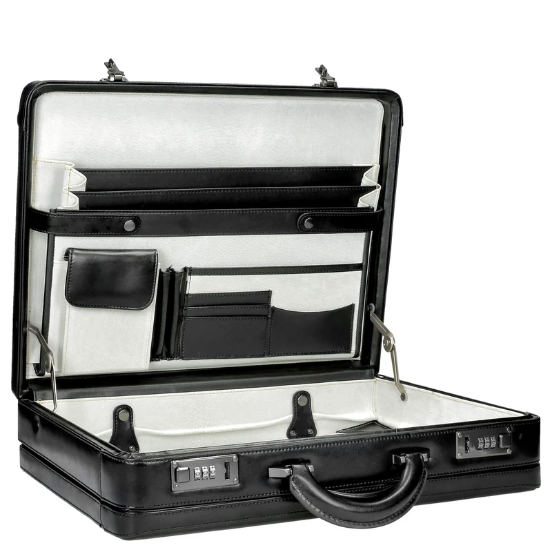 D&N Tradition Business - Maletín 45 cm cuero genuino (negro)