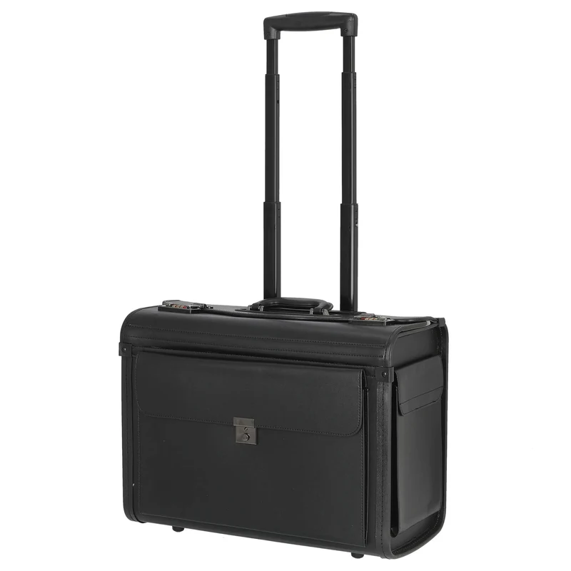 D&N Business - Maletín de piloto con 2 ruedas 48 cm PU (schwarz)